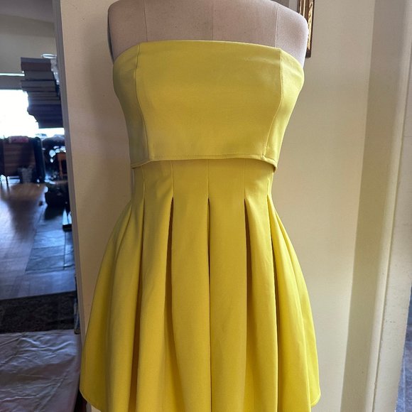 Asos Yellow Scuba Strapless Dress - Picture 5 of 6